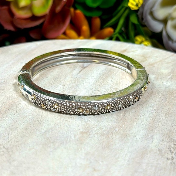 Brighton collectibles Bangle Bracelet silver hinged Swarovski crystals - Picture 2 of 8